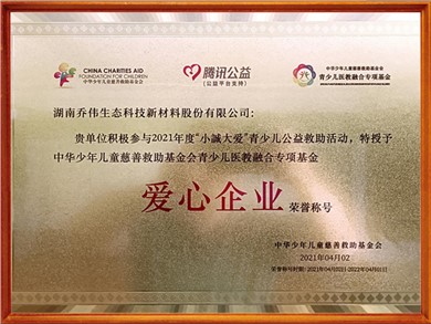 愛心企業(yè)榮譽(yù)稱號(hào)